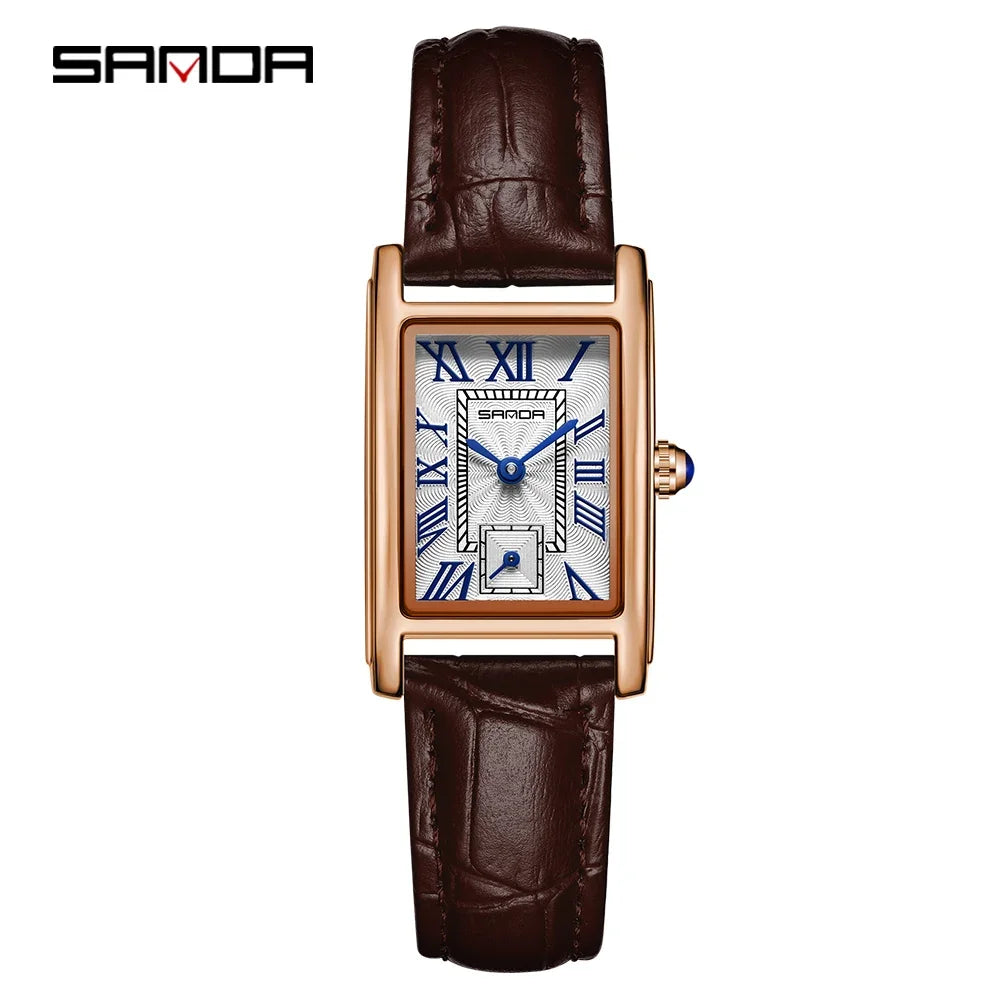SANDA 1116 Women's Luxury Quartz Watch with Leather Strap - Smarsty