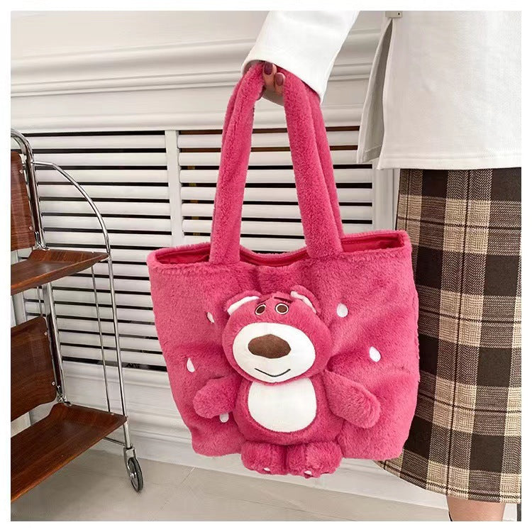 Disney Stitch Plush Shoulder Bag Cute Strawberry Bear - Smarsty