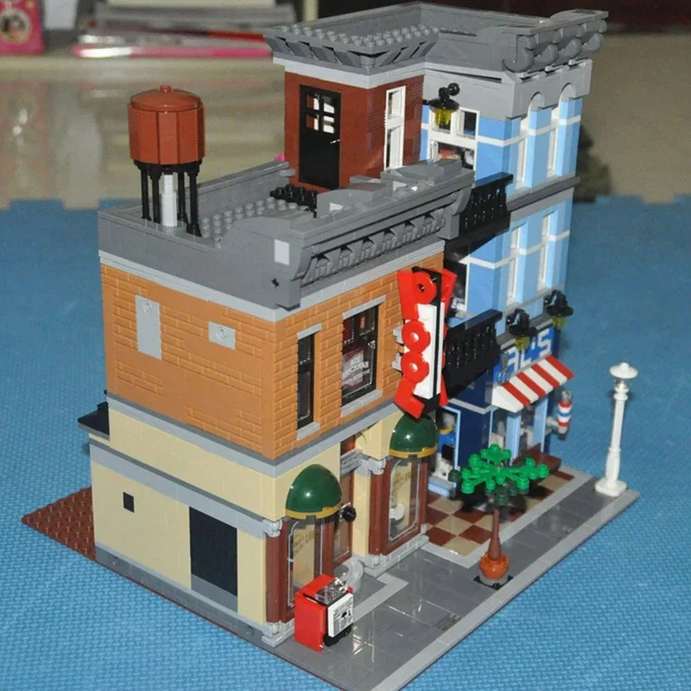 Creative Ideas Compatible 10224 King with figure Street View Building Block Hall Pet shop MOC Bank Christmas gift Adult toys