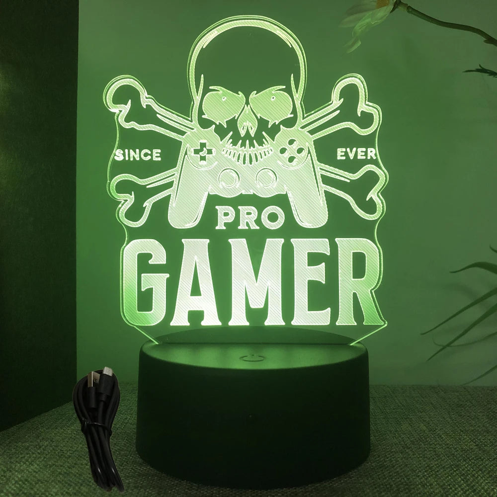 Neon Gamer 3D LED Night Light for Kids - Smarsty