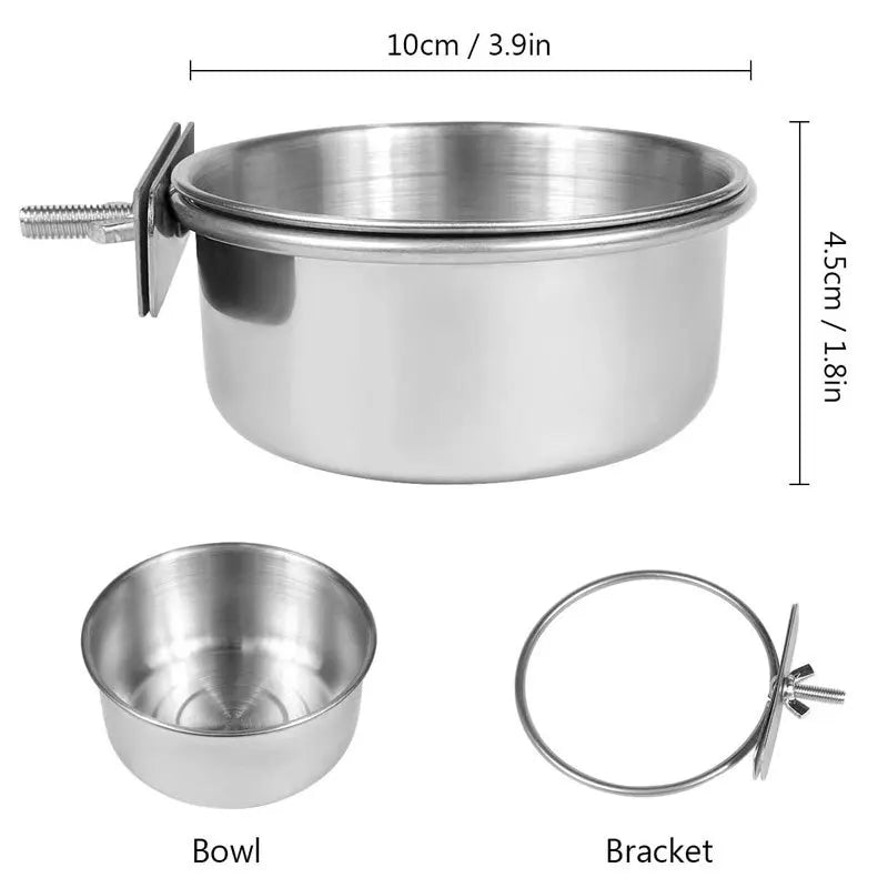 Stainless Steel Bird Feeder Bowl with Clamp Design - Smarsty