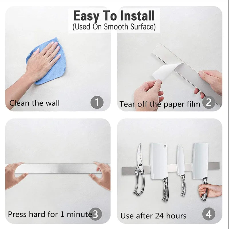 Stainless Steel Knife Stand Strip Organizer Strong Magnetic Knife Holder Wall Mount Kitchen Bar Storage Kitchen Accessories by Smarsty