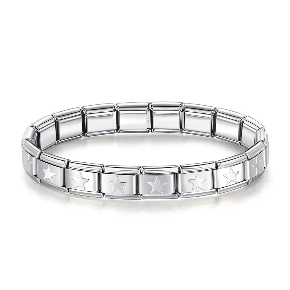 Italian Charm Stainless Steel Elastic Link Bracelet - Smarsty