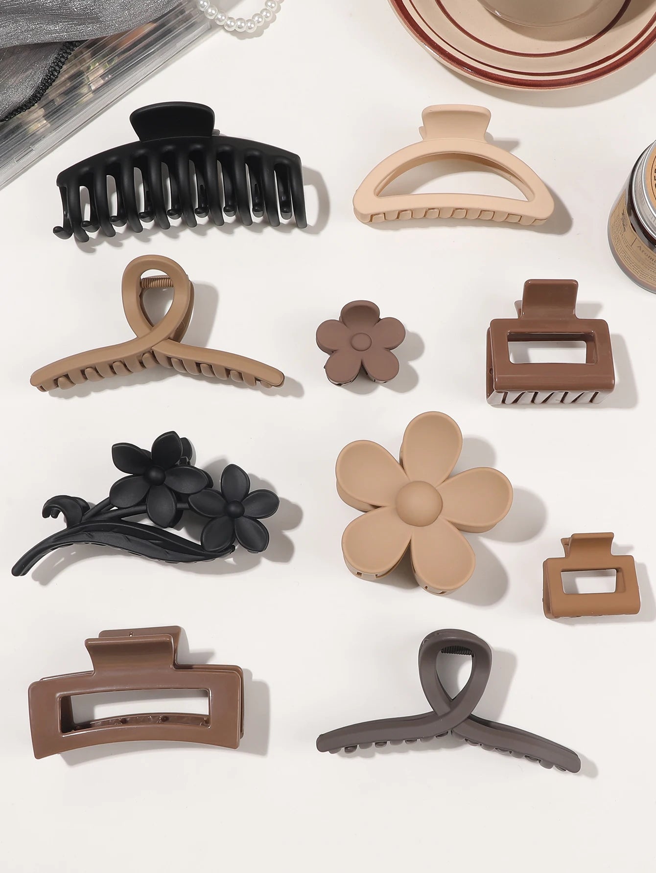 Neutral Color Large Matte Hair Claw Clips Strong Hold - Smarsty