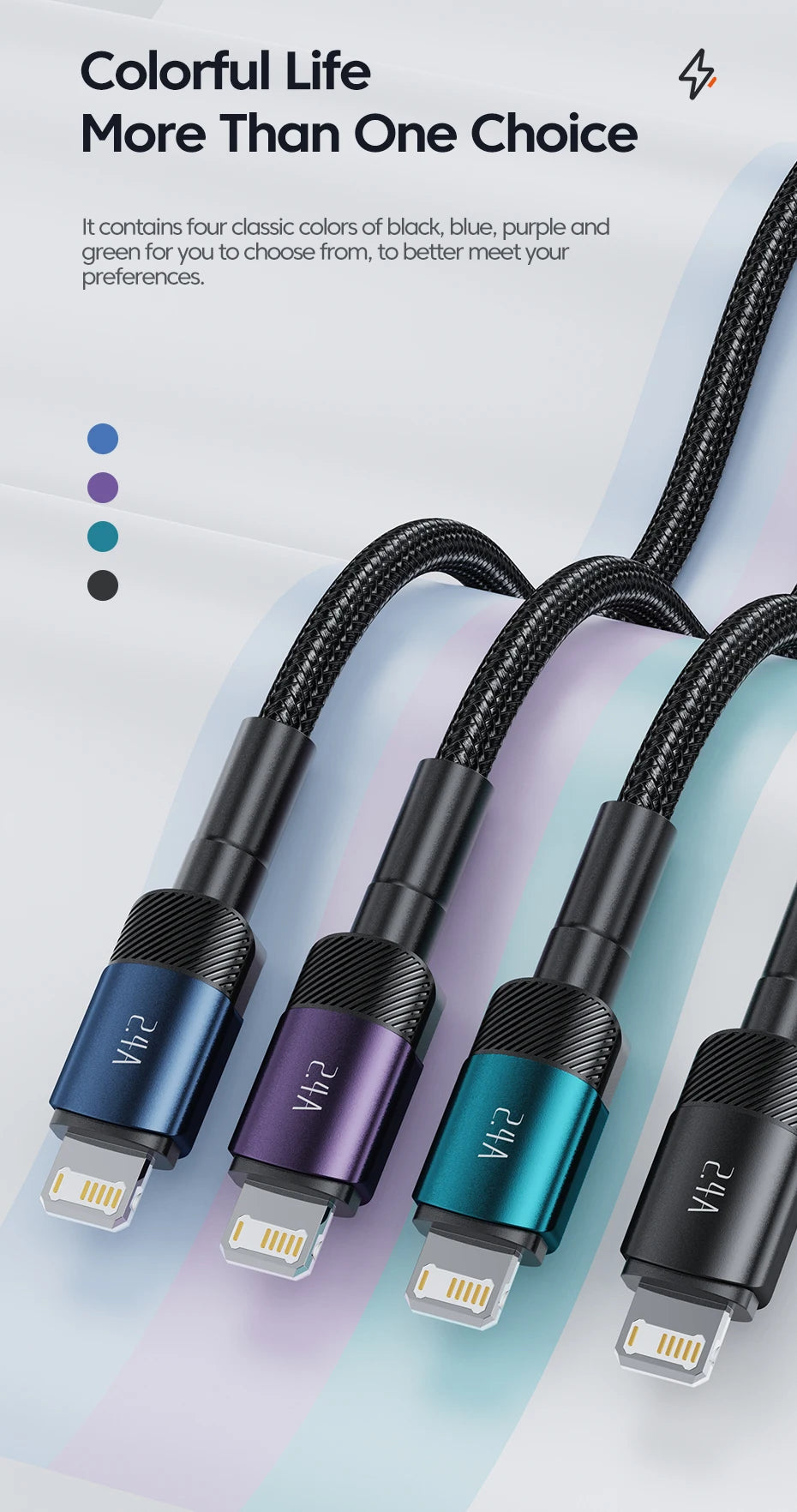 Toocki USB Cable For iPhone 14 13 12 Pro Max X XS XR 8 7 Plus iPad Fast Charging Charger Aluminum iP Cable For iPhone Data Cord - Smarsty