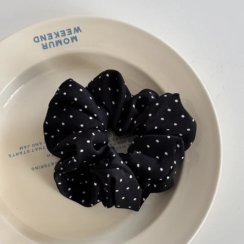 Elegant French Dot Scrunchies Soft Elastic Hair Ties - Smarsty