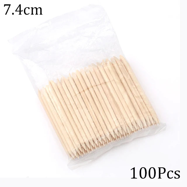 Double Sided Cuticle Pushers 100Pcs Wooden Nail Tools - Smarsty