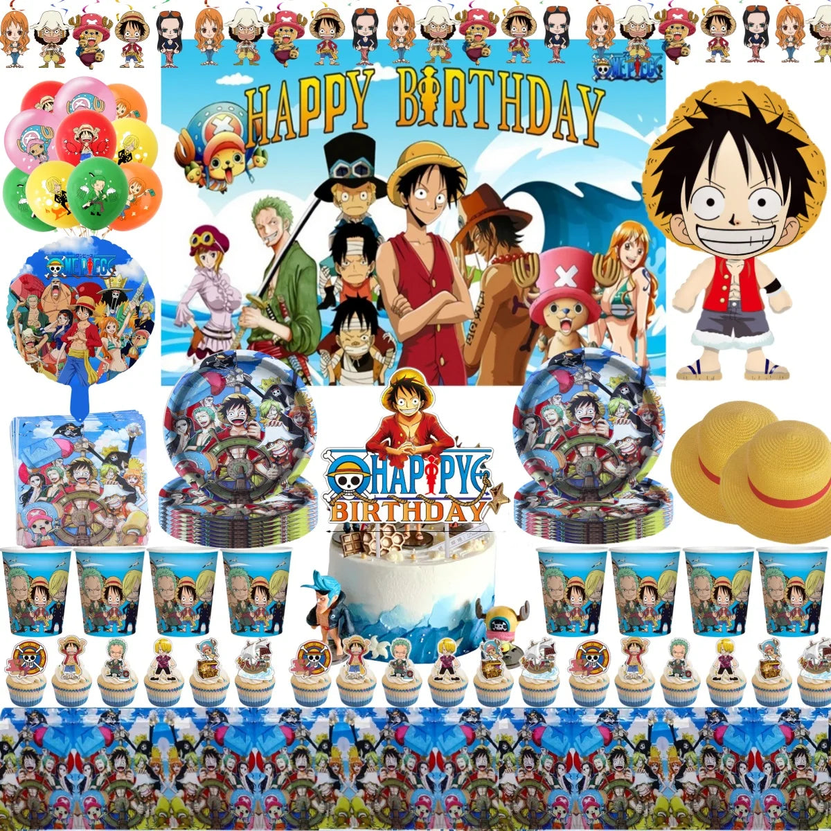 One Piece Birthday Party Disposable Tableware Set - Smarsty