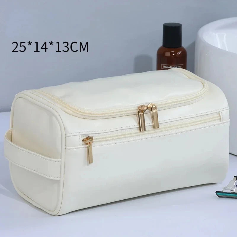 Leather Toiletry Bag for Men Women Dopp Kit Mens Hanging Toiletry Bag Travel Toiletry Bag for Traveling Large Cosmetic Bag for T - Smarsty