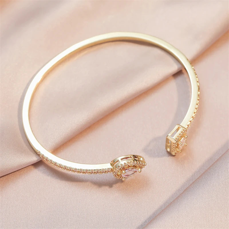 Luxury Gold Cuff Bangles with Cubic Zirconia for Women - Smarsty