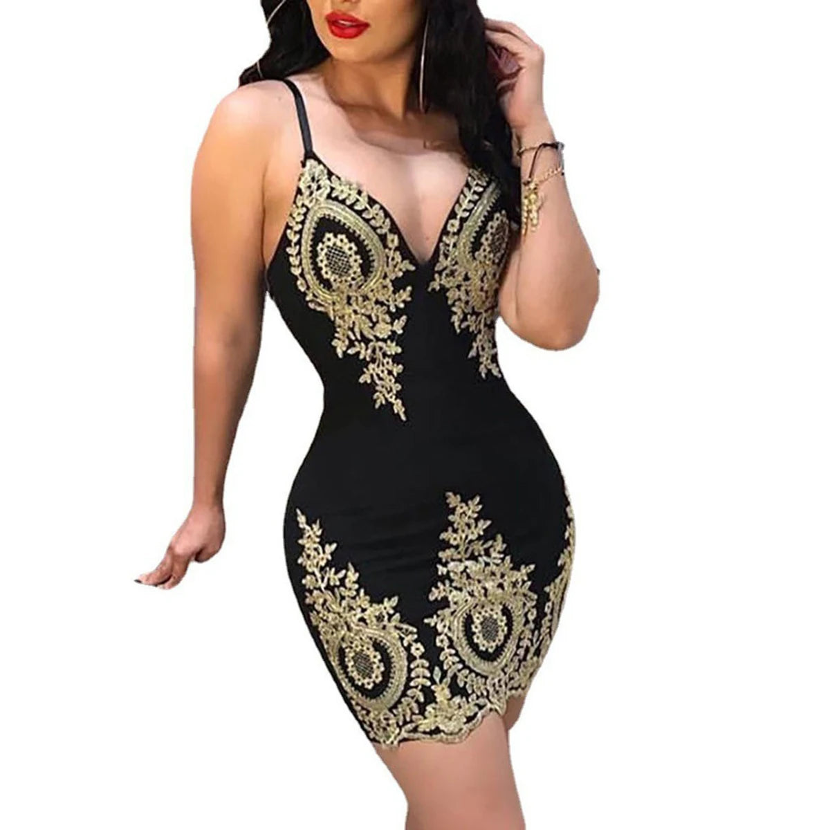 Sexy summer party halter dress Sleeveless slim-fit mini dress with low neck and halter back - Smarsty