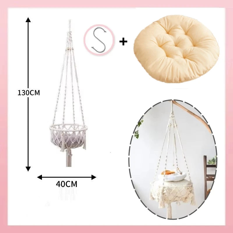 Handwoven Cat Hammock Swing Bed for Cozy Comfort - Smarsty