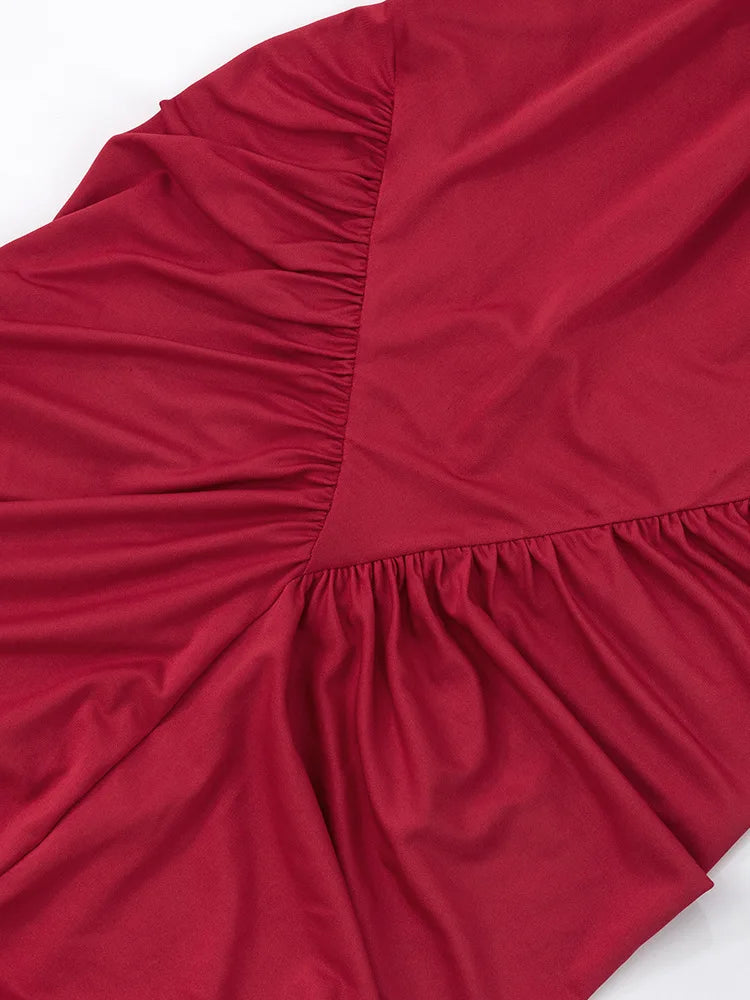 Mozision Halter Ruched Sleeveless Sexy Maxi Dress Women Gown Fashion Slim High Waist Evening Club Party Split Long Dress - Smarsty