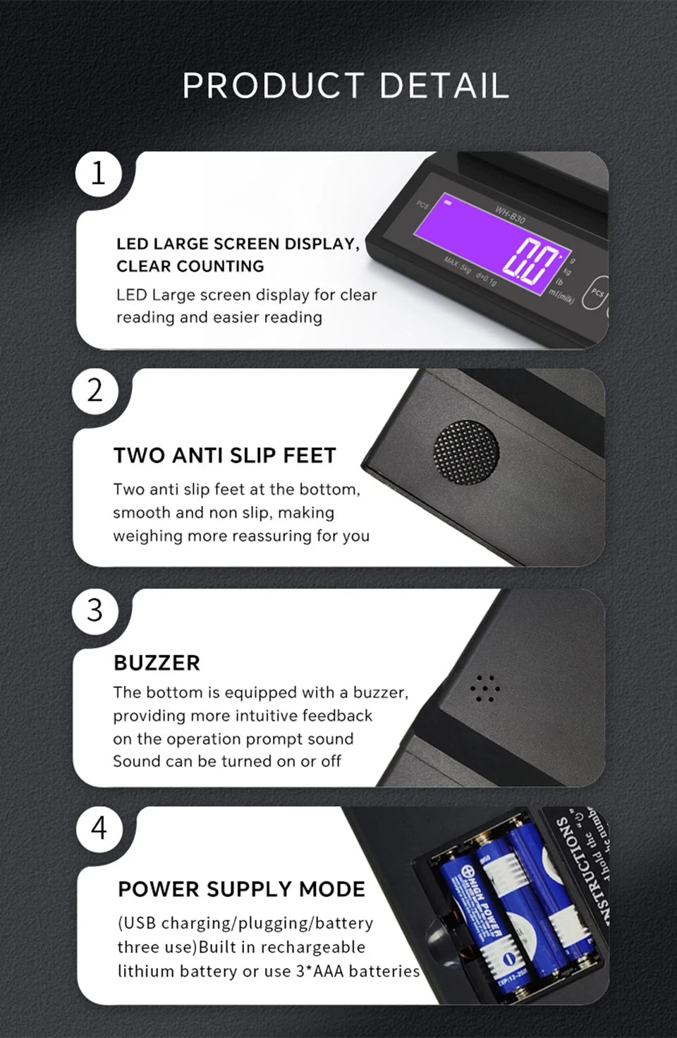 Digital Kitchen Scale with Waterproof Design and LCD Display - Smarsty