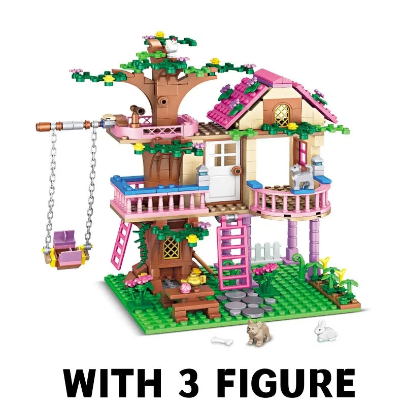 Friends City Tree House Summer Holiday Villa Castle Building Blocks Sets Figures Garden DIY Toys for Kids Girl Birthday Gift