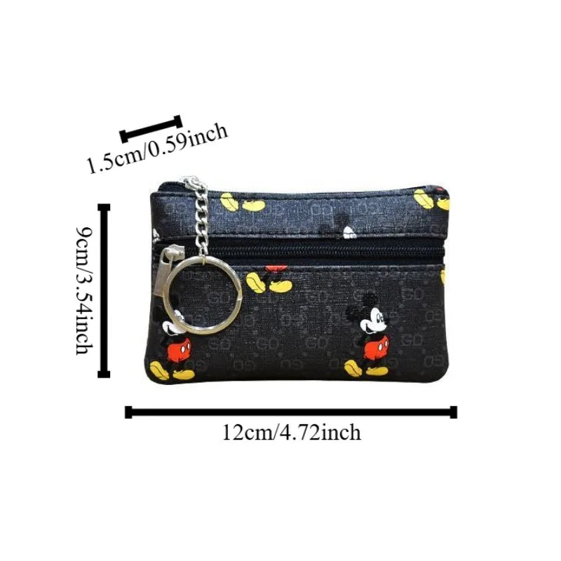 Disney Mickey Mouse Premium Genuine Leather Cartoon Phone Wallet Anime Coin Purse High-capacity Card Package Portable Wallet New