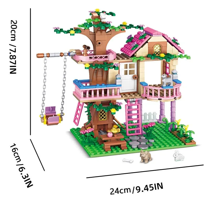 Friends City Tree House Summer Holiday Villa Castle Building Blocks Sets Figures Garden DIY Toys for Kids Girl Birthday Gift