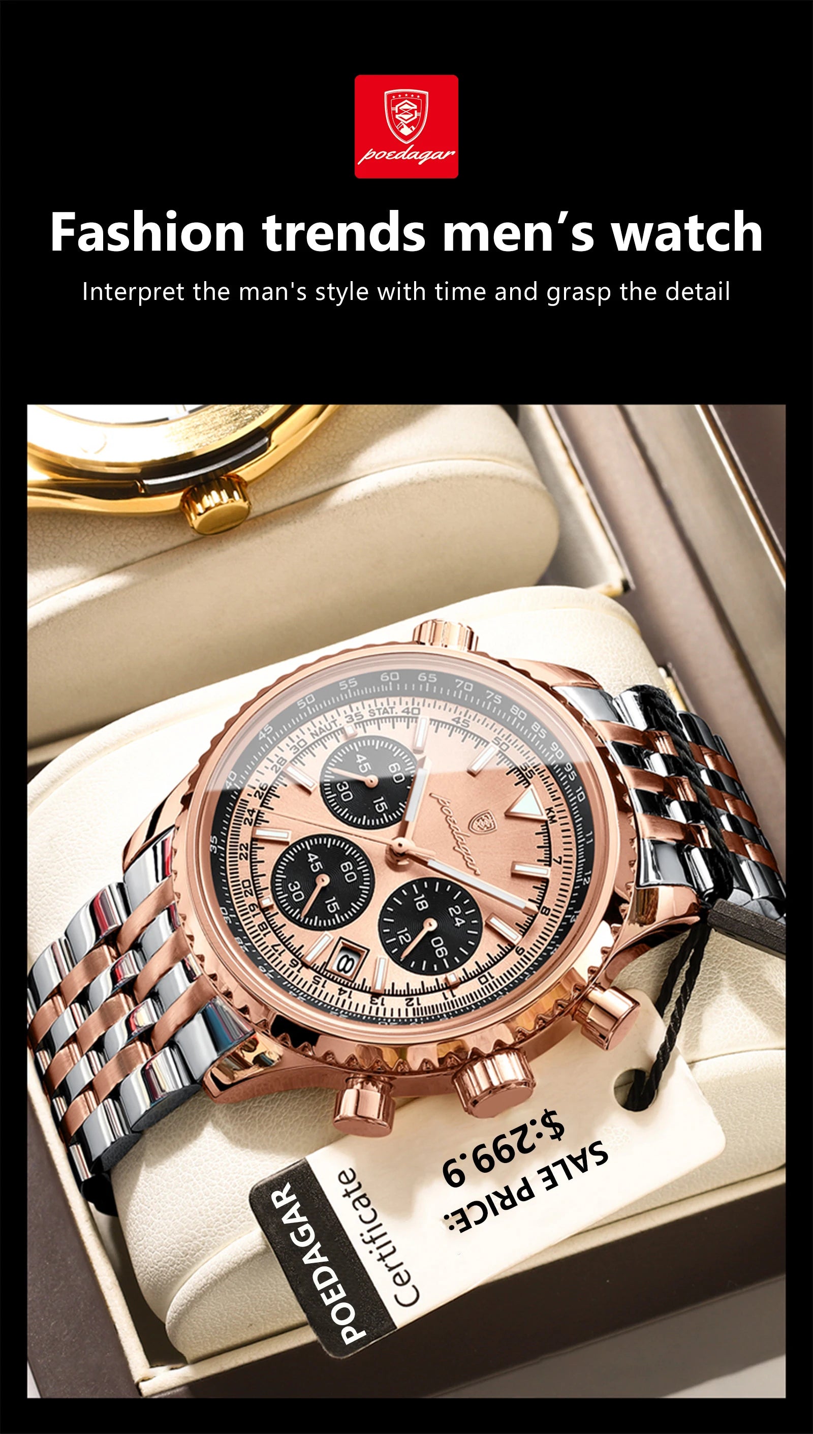 Luxury Men's Waterproof Chronograph Quartz Watch - Smarsty