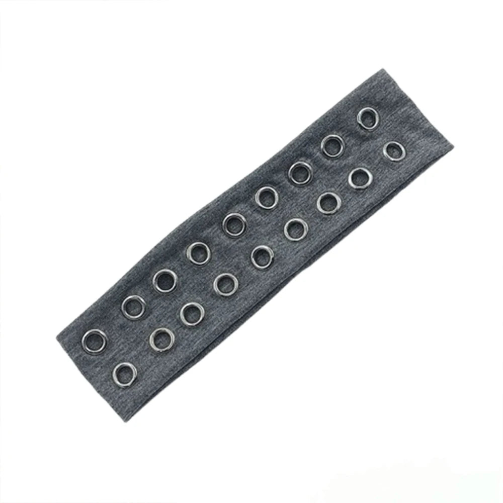 Punk Grunge Wide Elastic Headband Stretchy Metal Look - Smarsty