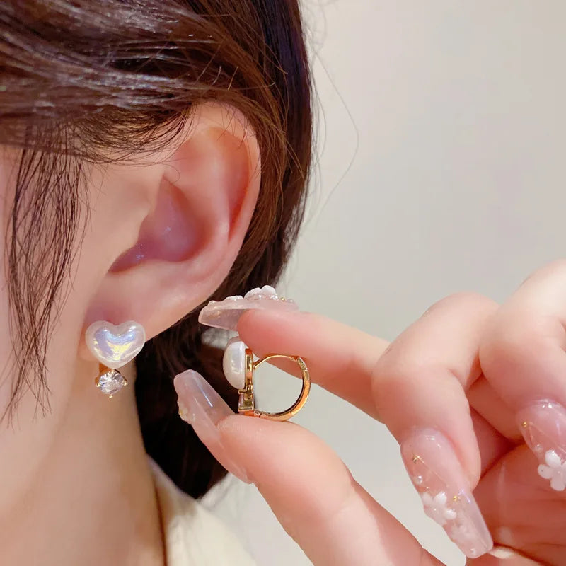 Pearl Long Earrings With Rhinestones For Wedding Fashion - Smarsty