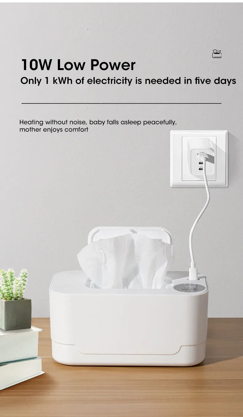 Baby Wipe Warmer Heater with LED Display Wet Towel Dispenser Portable USB Charge Baby Wipe Warmer Napkin Heating Box Home/Car - Smarsty