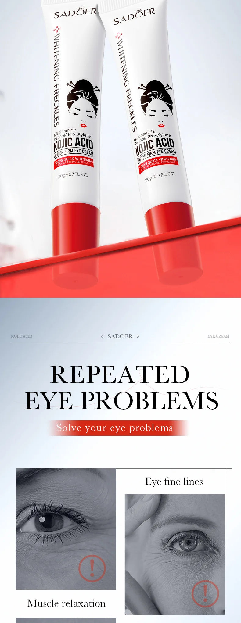 Kojic Acid Retinol Eye Cream for Dark Circles - Smarsty