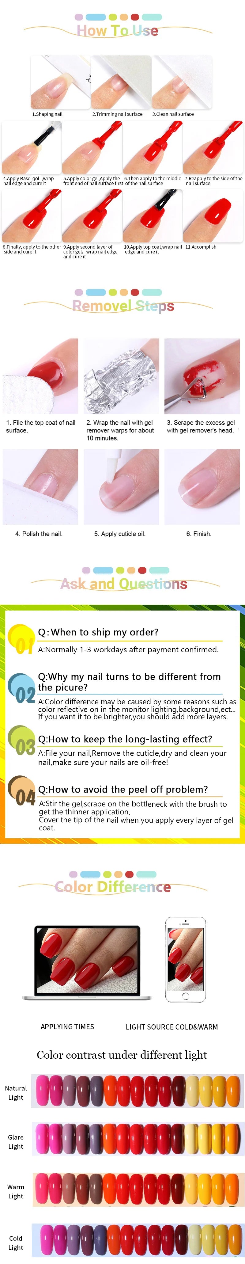 LILYCUTE 6Pcs Gel Nail Polish Kit Bright Pink - Smarsty