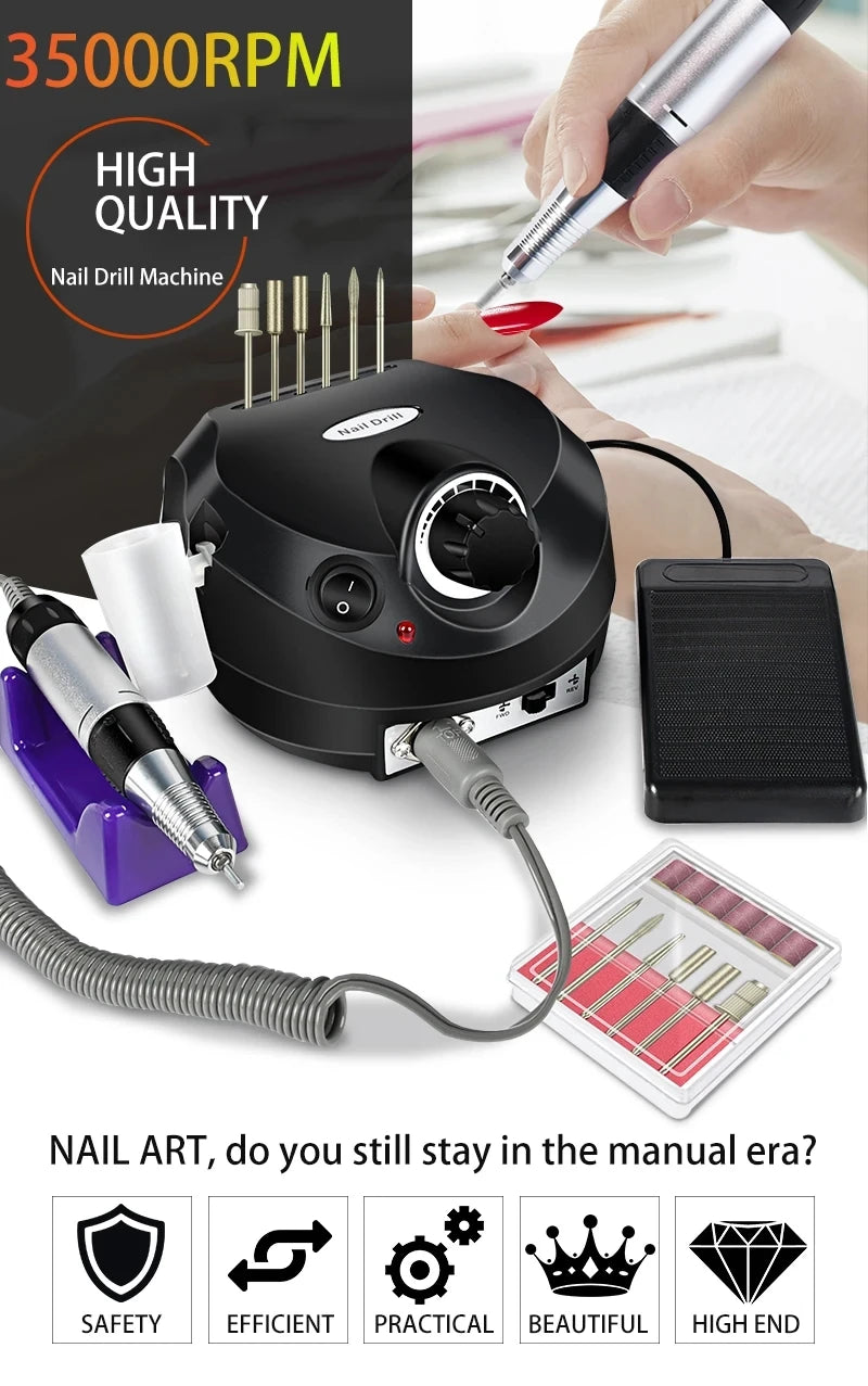 Professional Electric Nail Drill 35000RPM Portable Manicure Machine - Smarsty