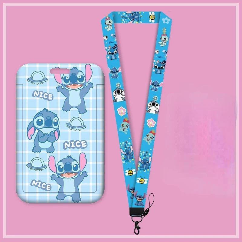 Disney Anime Credential Badge Holder Kawaii Stitch Card Holders Student Campus Lanyard Cards Holder Neck Straps for Kids Gift - Smarsty