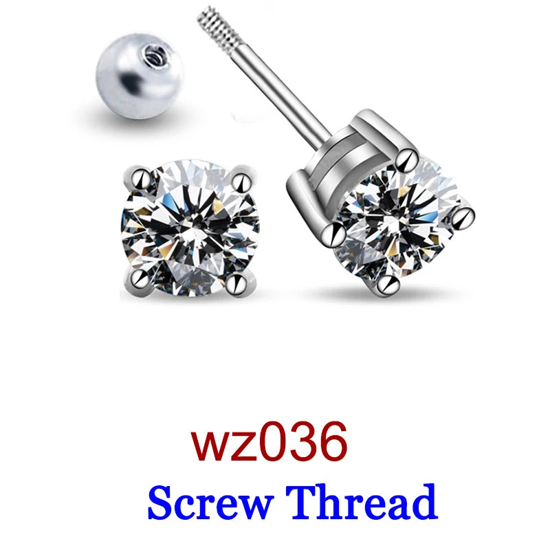 Moissanite Studs 0.5 To 2Ct Sterling Silver Screw Back - Smarsty