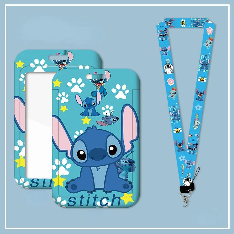 Disney Anime Credential Badge Holder Kawaii Stitch Card Holders Student Campus Lanyard Cards Holder Neck Straps for Kids Gift - Smarsty