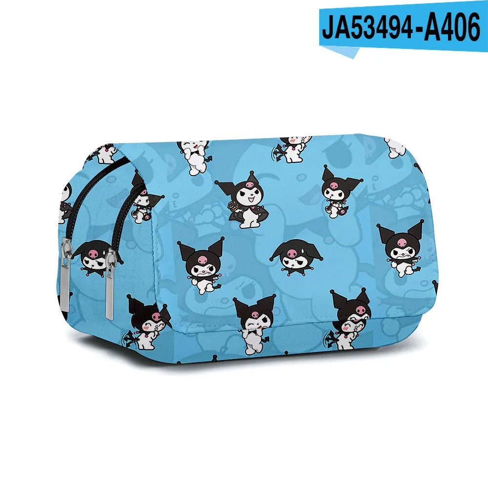 Cartoon Double Layer Pencil Bag for Kids School Use - Smarsty