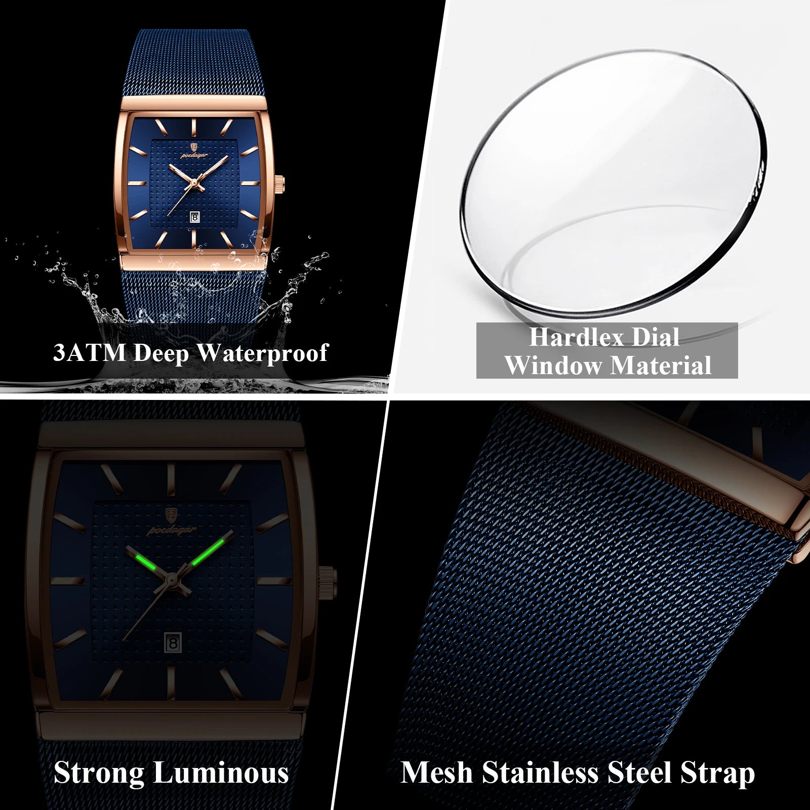 Men's Waterproof Quartz Watch with Luminous Date Feature - Smarsty