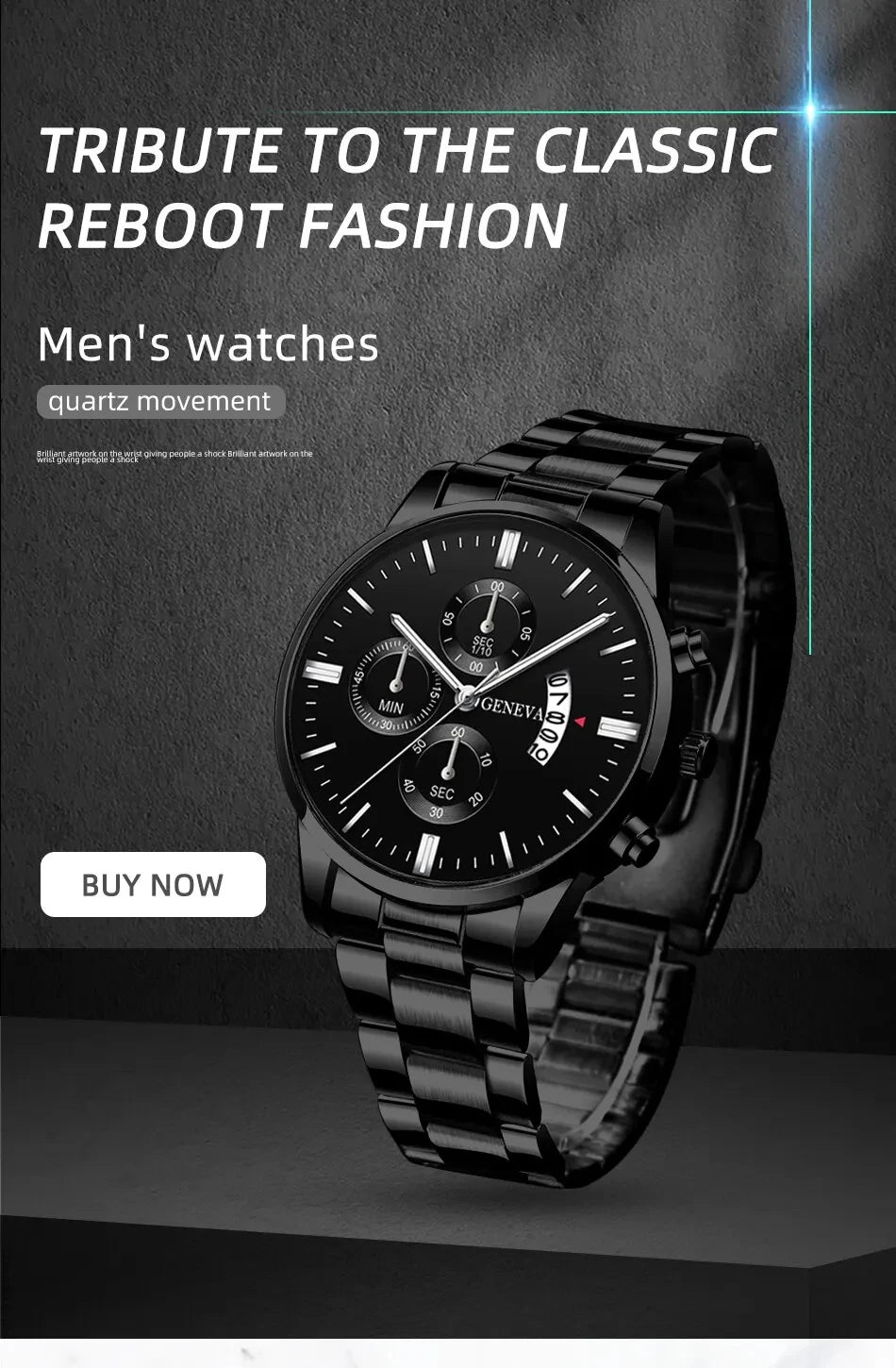 Luxury Black Stainless Steel Quartz Watch for Men - Smarsty