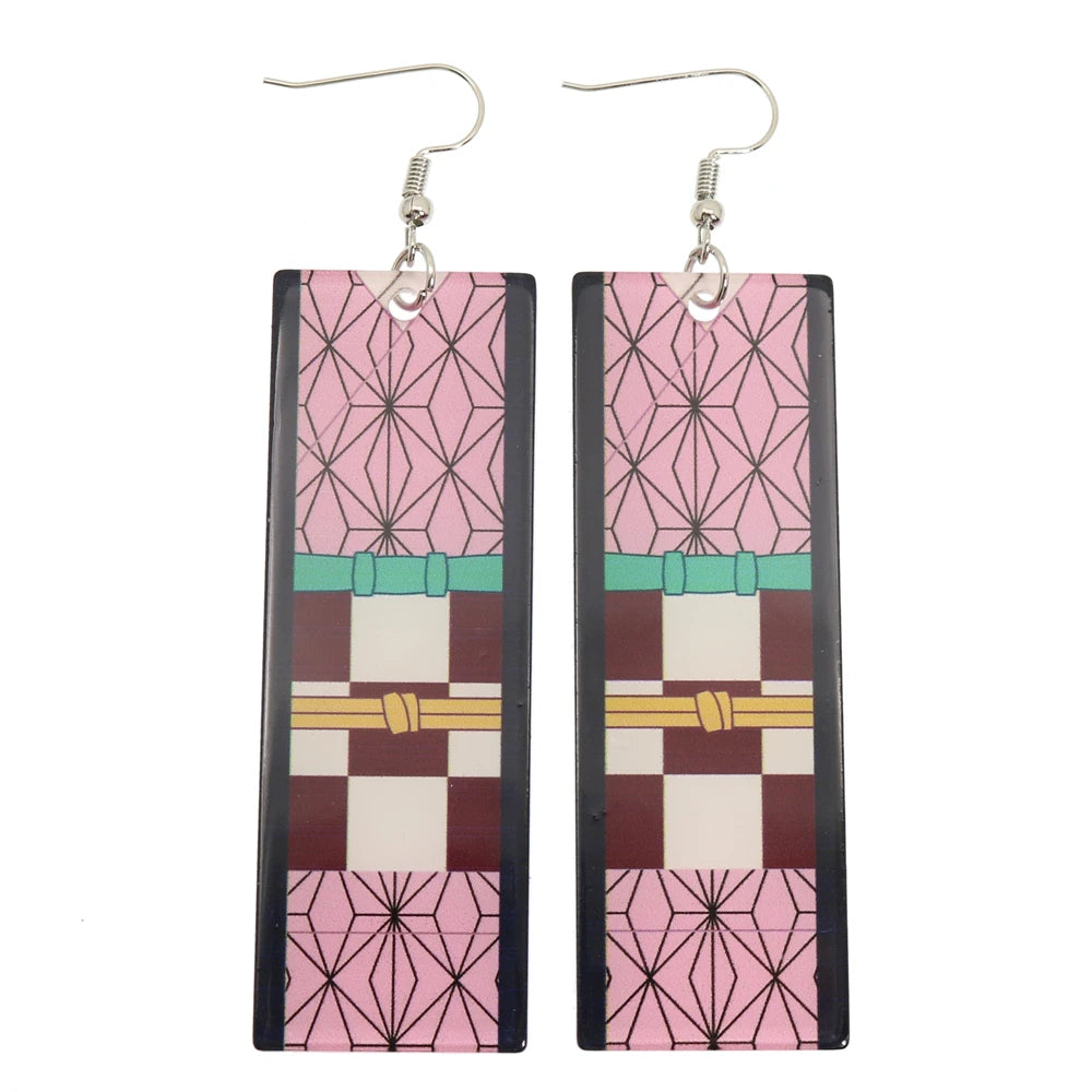 Acrylic Tanjiro Earrings for Women Anime Cosplay Jewelry - Smarsty