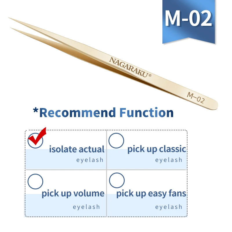 NAGARAKU Stainless Steel Eyelash Extension Tweezers Precision Grip - Smarsty