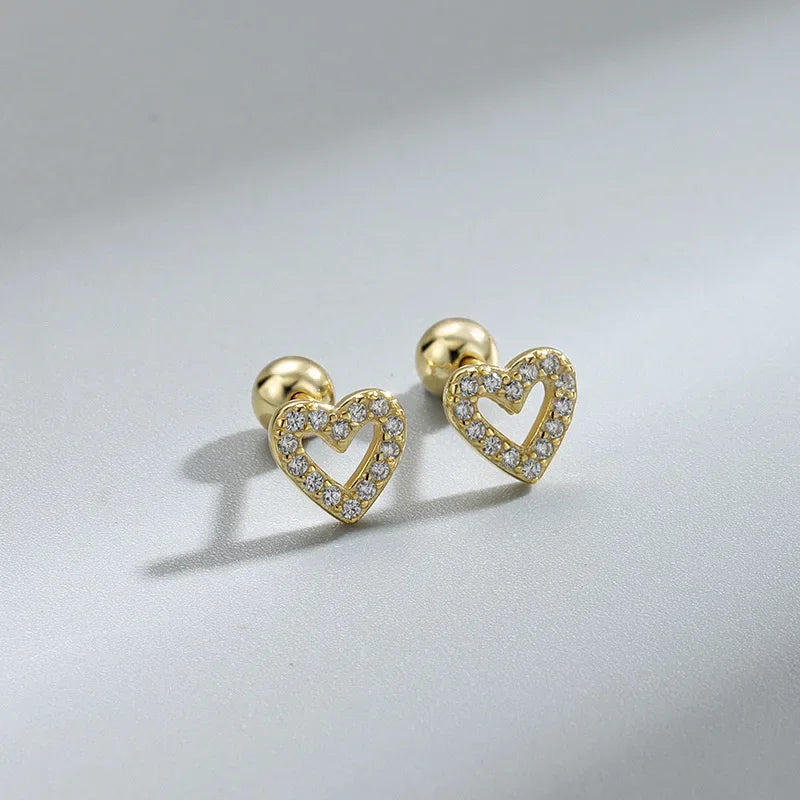 Hypoallergenic Heart Stud Earrings Screw Back For Women - Smarsty