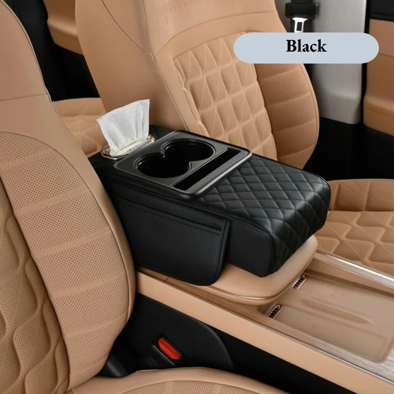 Auto Center Console Armrest Cushion With 2 Cup Holder Armrest Heightening Pad Auto Amrest Pillow Cover Pad for All Seasons - Smarsty