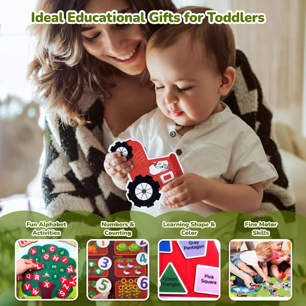 Farm Animals Felt Story Board Set Storytelling Early Learning Interactive Play Kit Wall Hanging Puzzle Toys for Toddlers Gifts - Smarsty