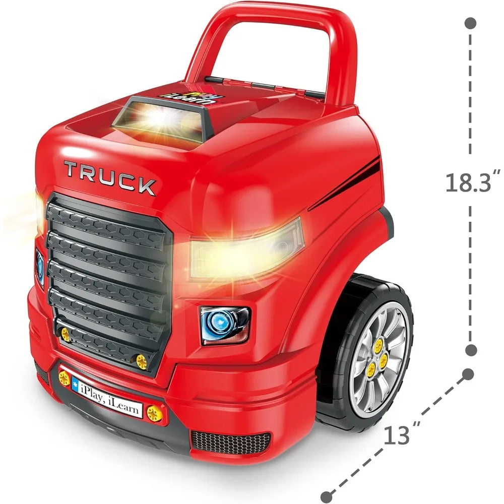 Large Truck Engine Toy, Kids Mechanic Repair Set for 3-5 Yr Toddlers, Big Car Service Station, Gifts 4 6 7 8 Year Old Boy Child