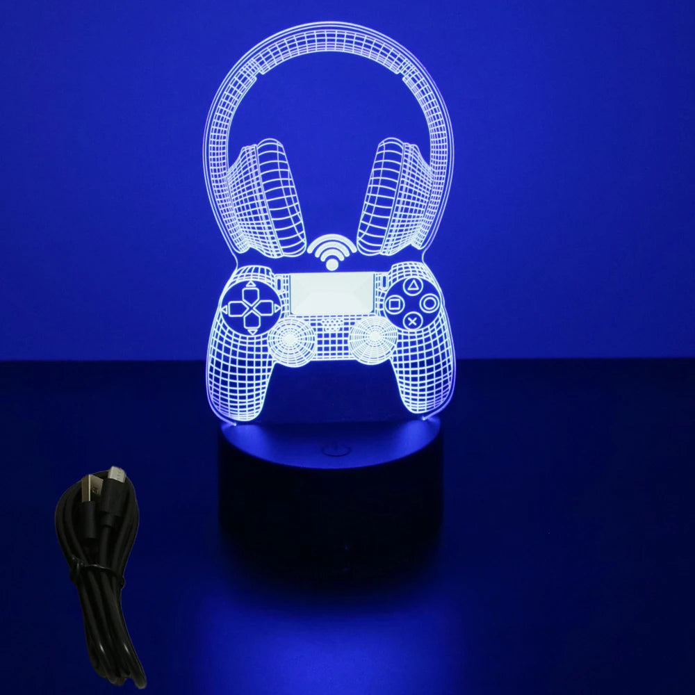 Neon Gamer 3D LED Night Light for Kids - Smarsty