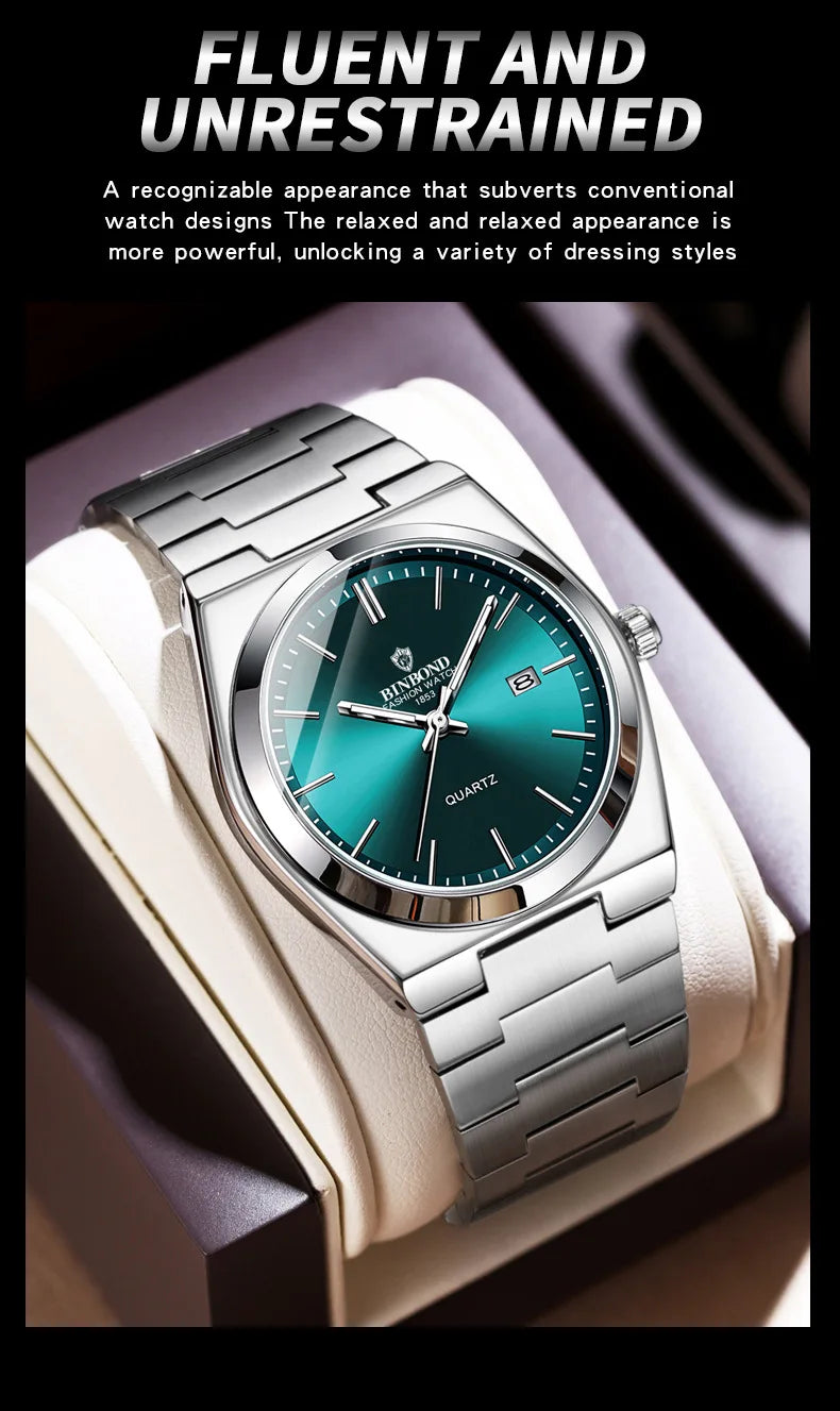 Luxury Stainless Steel Men's Watch with Double Calendar - Smarsty