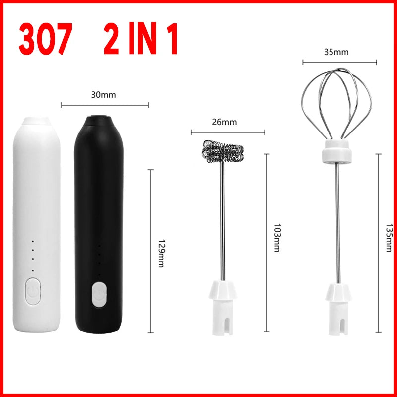 HOT Electric Milk Frother + Egg Beater Wireless Type-C Charging 3 Speeds Mini Handheld Foam Maker Coffee Whisk Cooking Tools - Smarsty