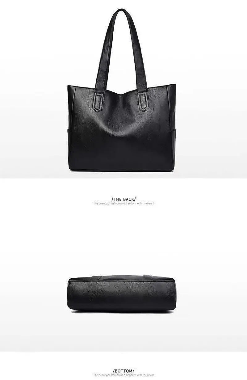 Vintage Large Capacity Tote Bag With Premium Vegan Leather - Smarsty