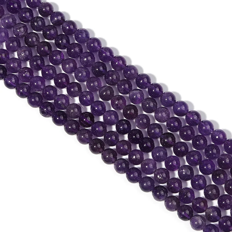 Natural Amethyst Crystal Beads 5A Round 15 Inch Strand - Smarsty