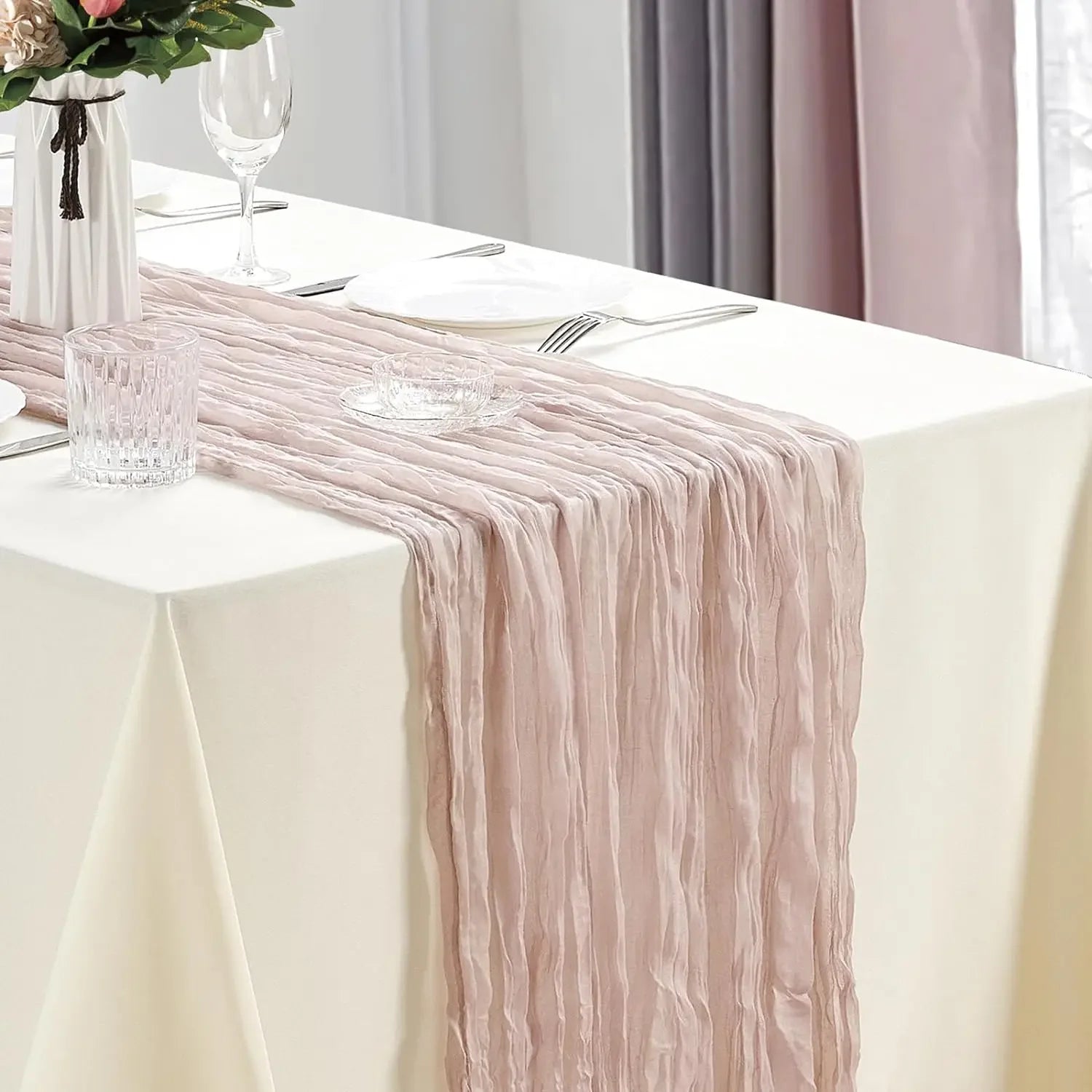 Boho Cheesecloth Table Runner for Rustic Weddings - Smarsty
