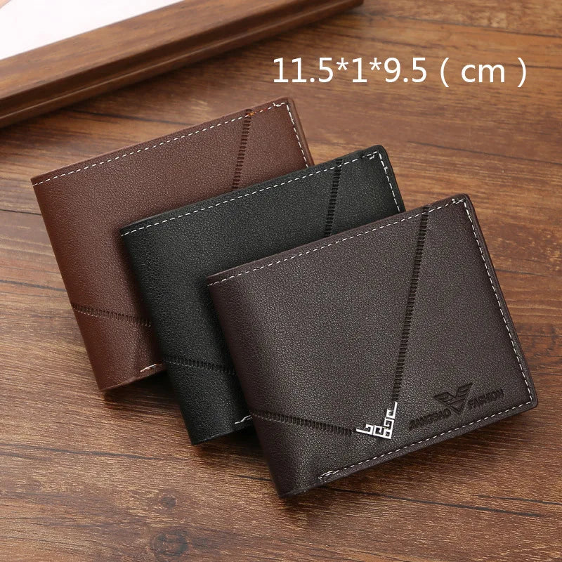 Men's Slim Money Clip Wallet Credit Card ID Holder Casual Male Leather Short Multi Card Holder Purses Business Man Bifold Wallet