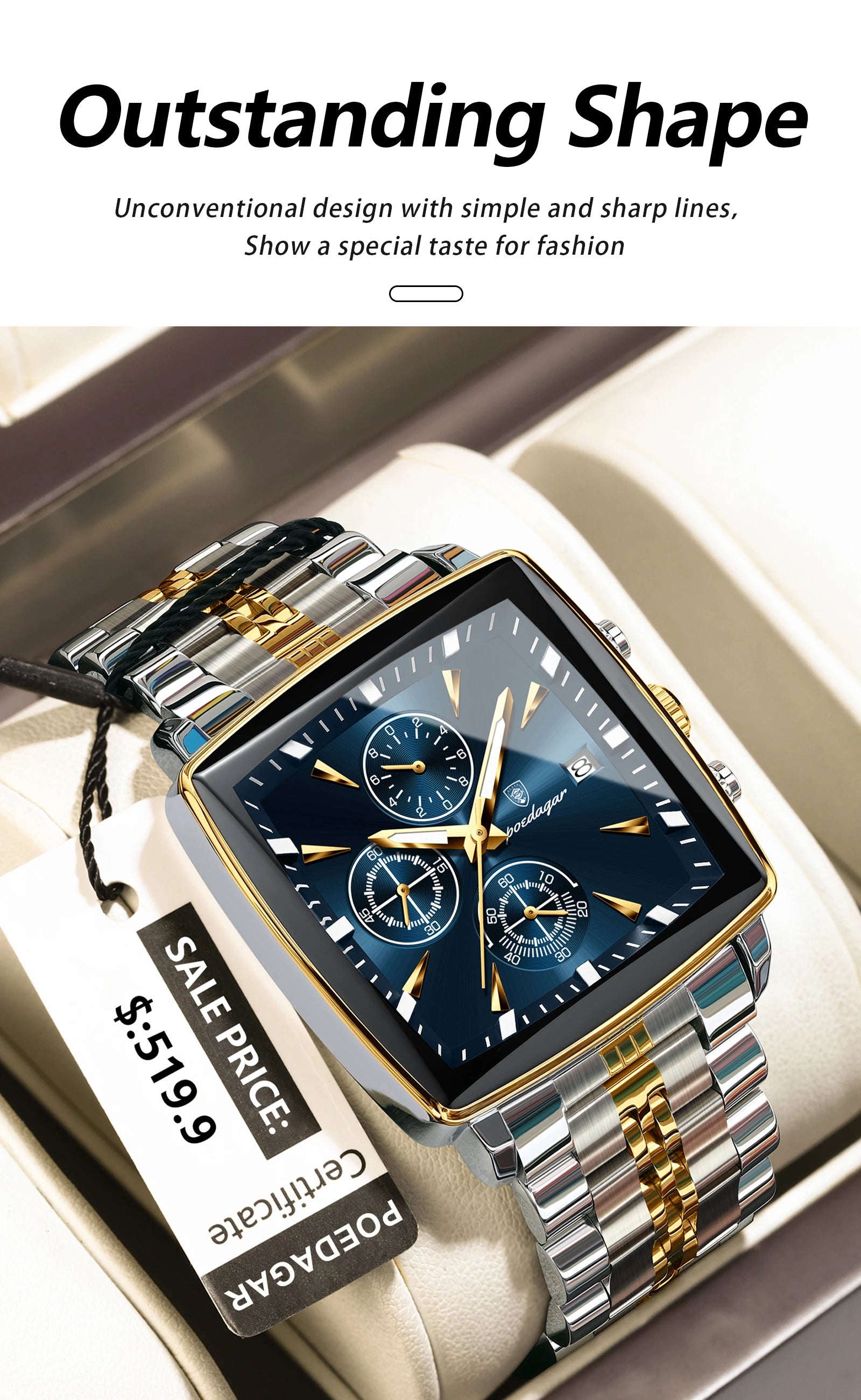 Luminous Waterproof Men's Chronograph Watch with Date - Smarsty