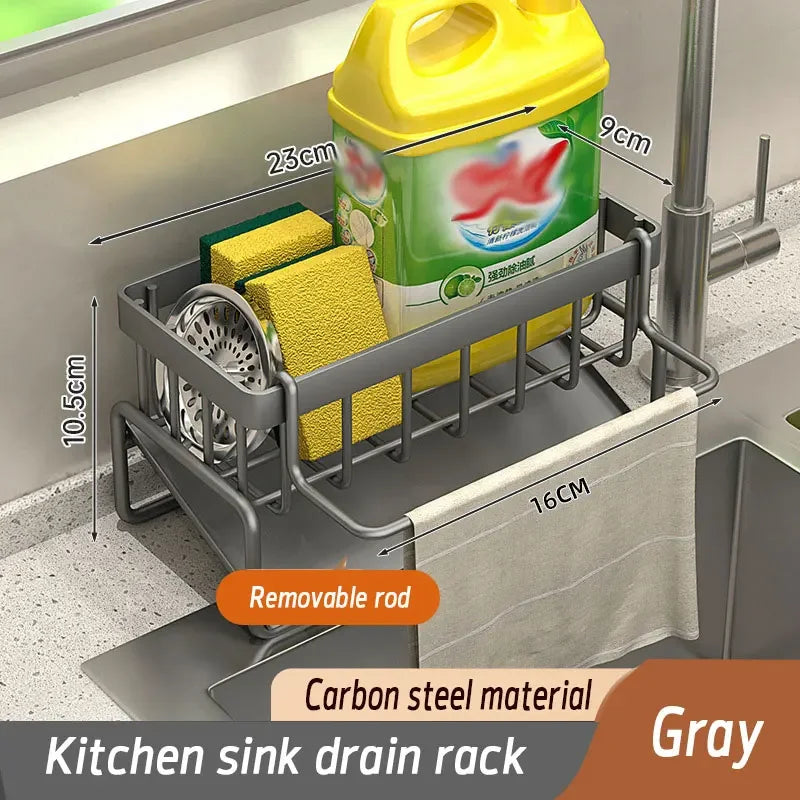 Kitchen Shelf Rag Storage Drainage Shelf No-Punch Storage Rack Home Spice Rack Sink Tap Sink Drainage Rack Kitchen Accessories by Smarsty