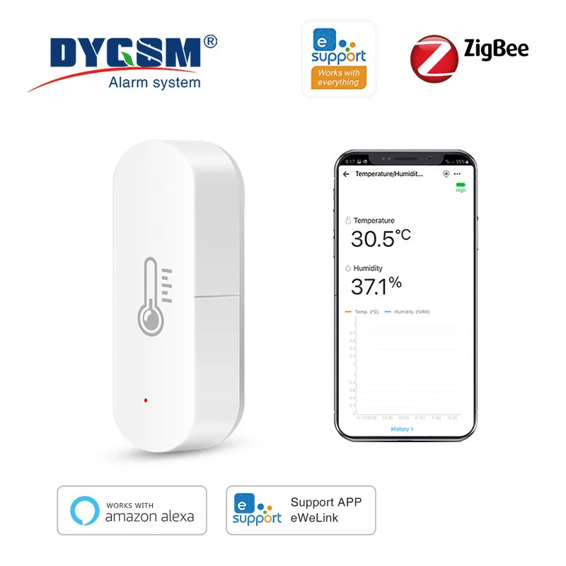 ZigBee Smart Temperature Humidity Sensor with App Control - Smarsty